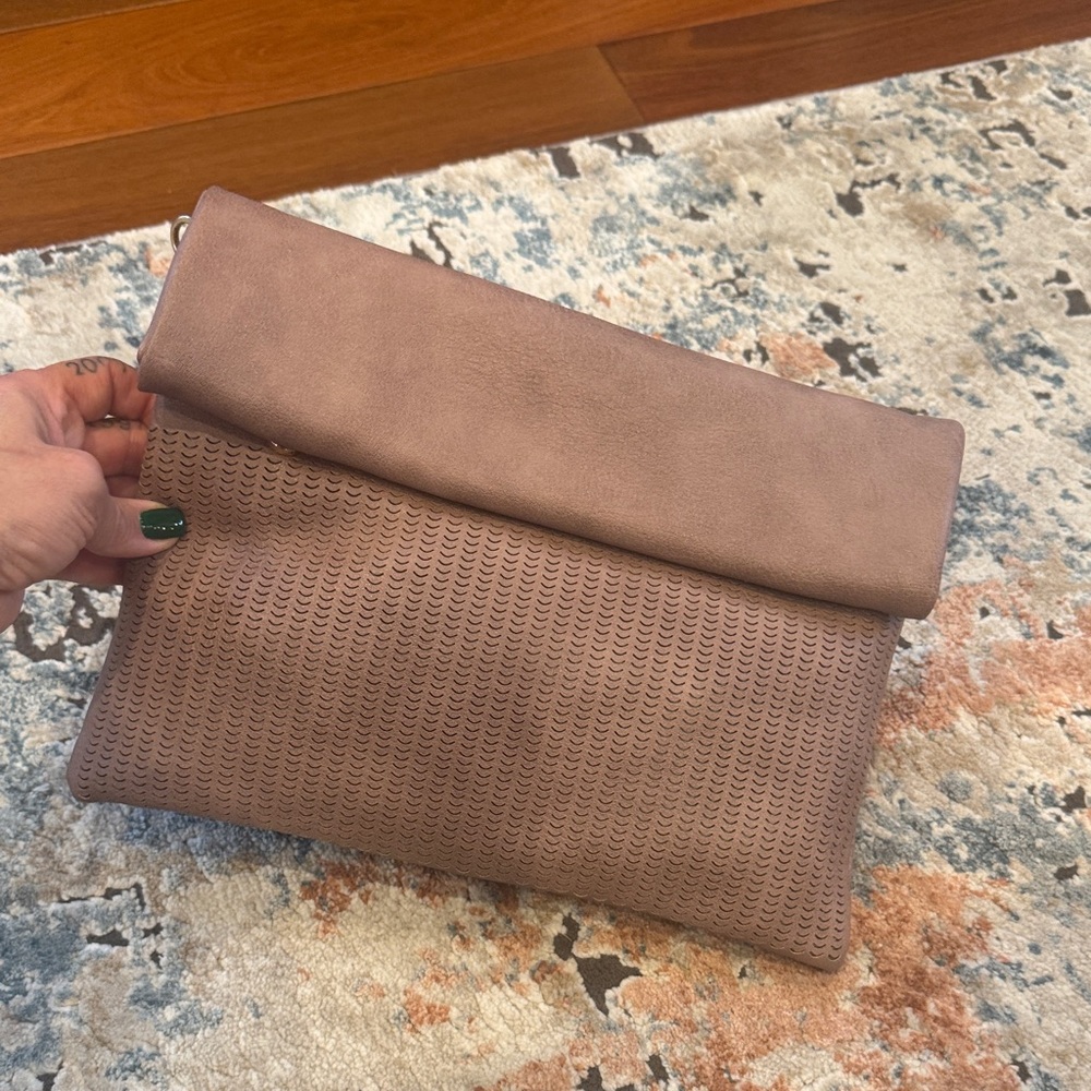 Moda Luxe Textured Brown Clutch